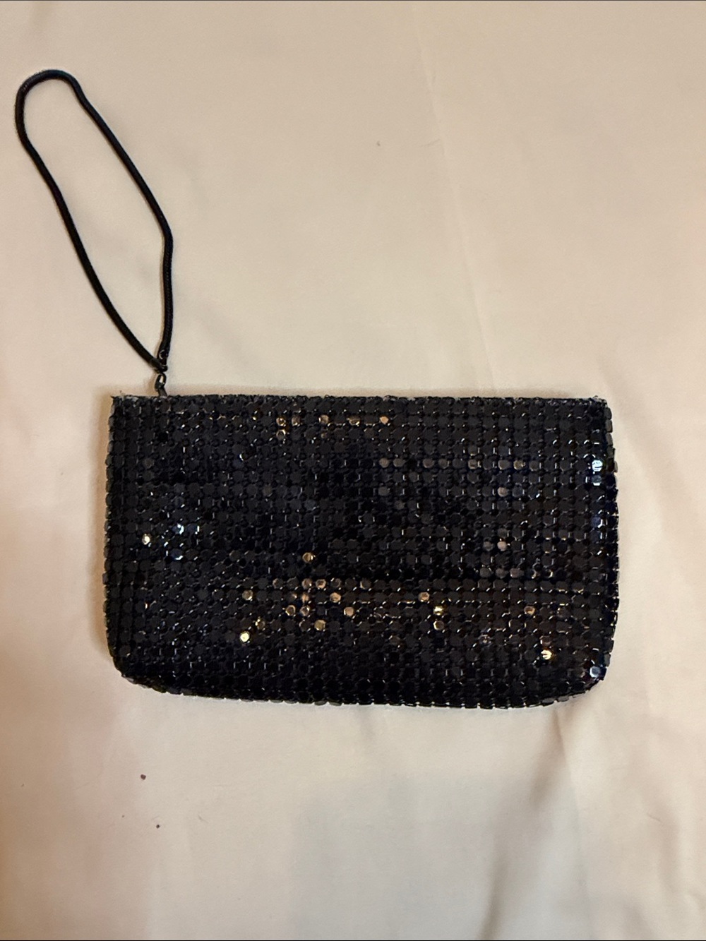 Black Sequin Wristlet Clutch with Detachable Strap